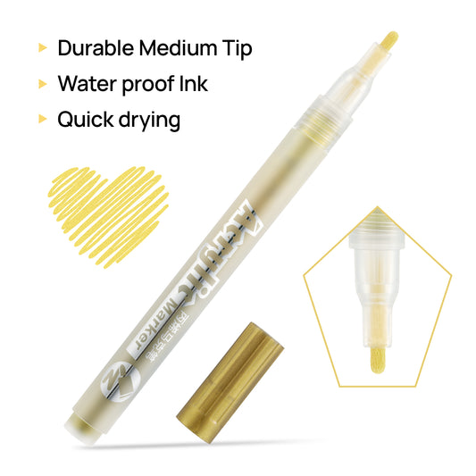 Acrylic Paint Pens, Set of 6, 2 Gold,2 White,2 Silver Marking Pen Extra Fine Tip, Model,Rock Painting, Fabric, Glass, Wood