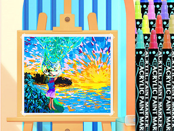 Acrylic Markers, 12pcs for Drawing, Painting, Stenciling, Sketching, Sculpture,Waterproof