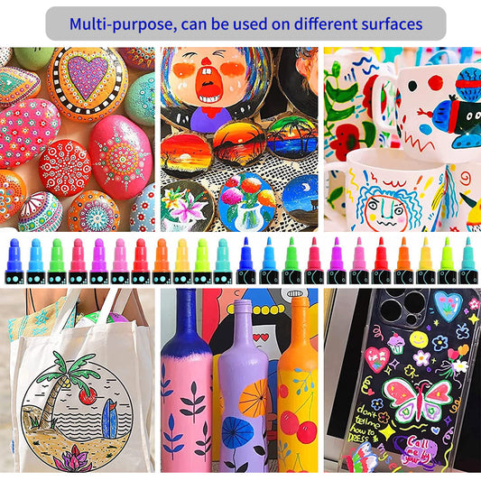 Acrylic Markers, 12pcs for Drawing, Painting, Stenciling, Sketching, Sculpture,Waterproof