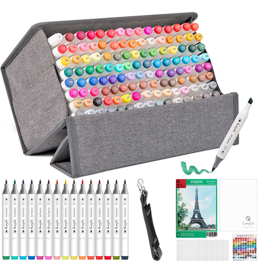 SANJOKI Art Markers 119 Colors and Colorless blender Alcohol Brush Double Tips Marking Pen For Artist and Students